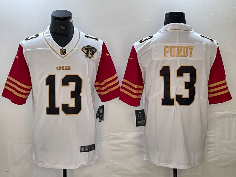 Men San Francisco 49ers #13 Purdy White gold Throwback 2024 Nike Vapor Limited NFL Jersey style 1->san francisco 49ers->NFL Jersey